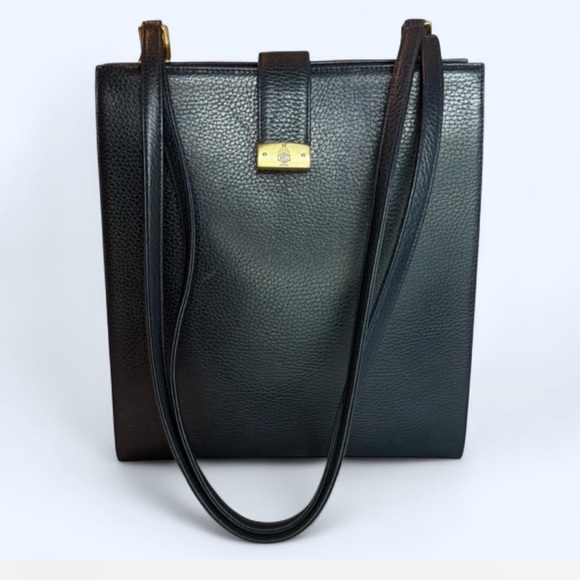 Vintage Mark Cross Leather Shoulder Bag Navy